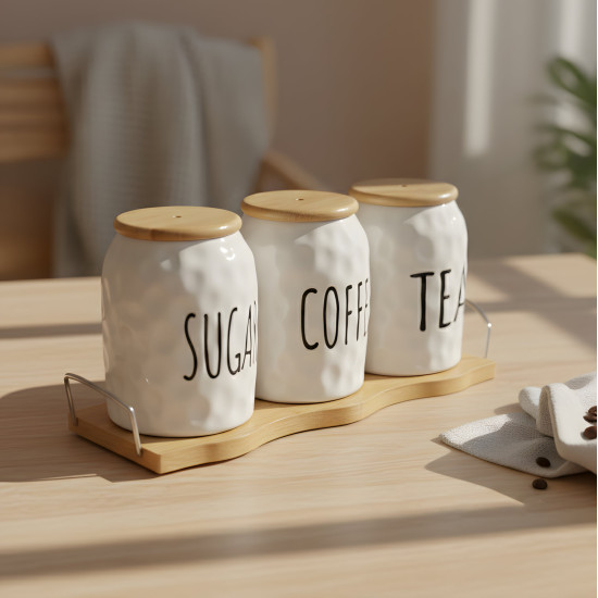 Porcelain Spice Jar Set - 3 Pcs